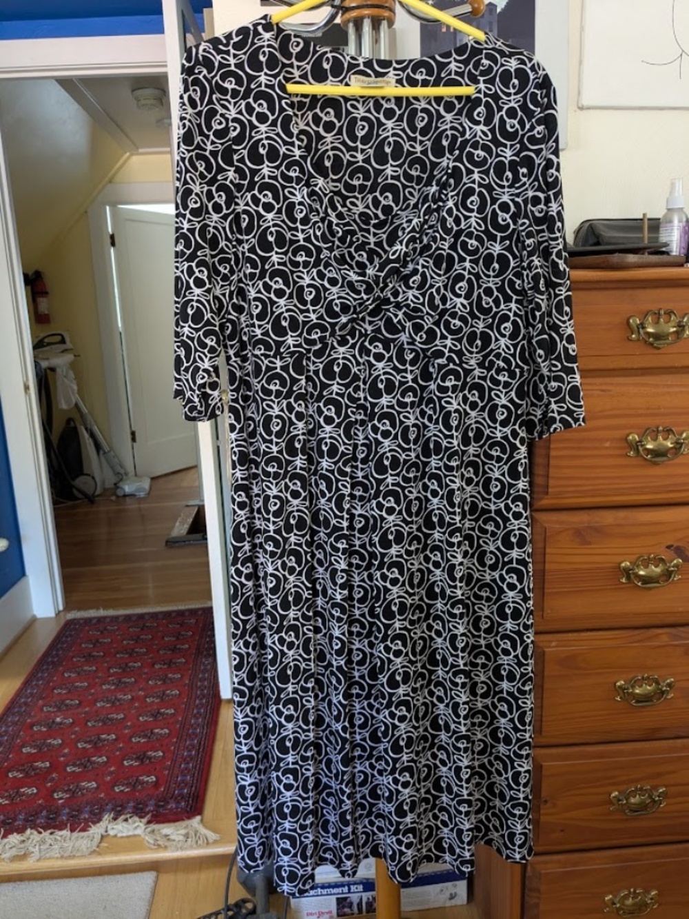 TravelSmith Black & White Wrap Front Dress, Women's Plus 1x